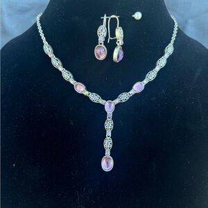 Elegant Purple Necklace and Earring Set